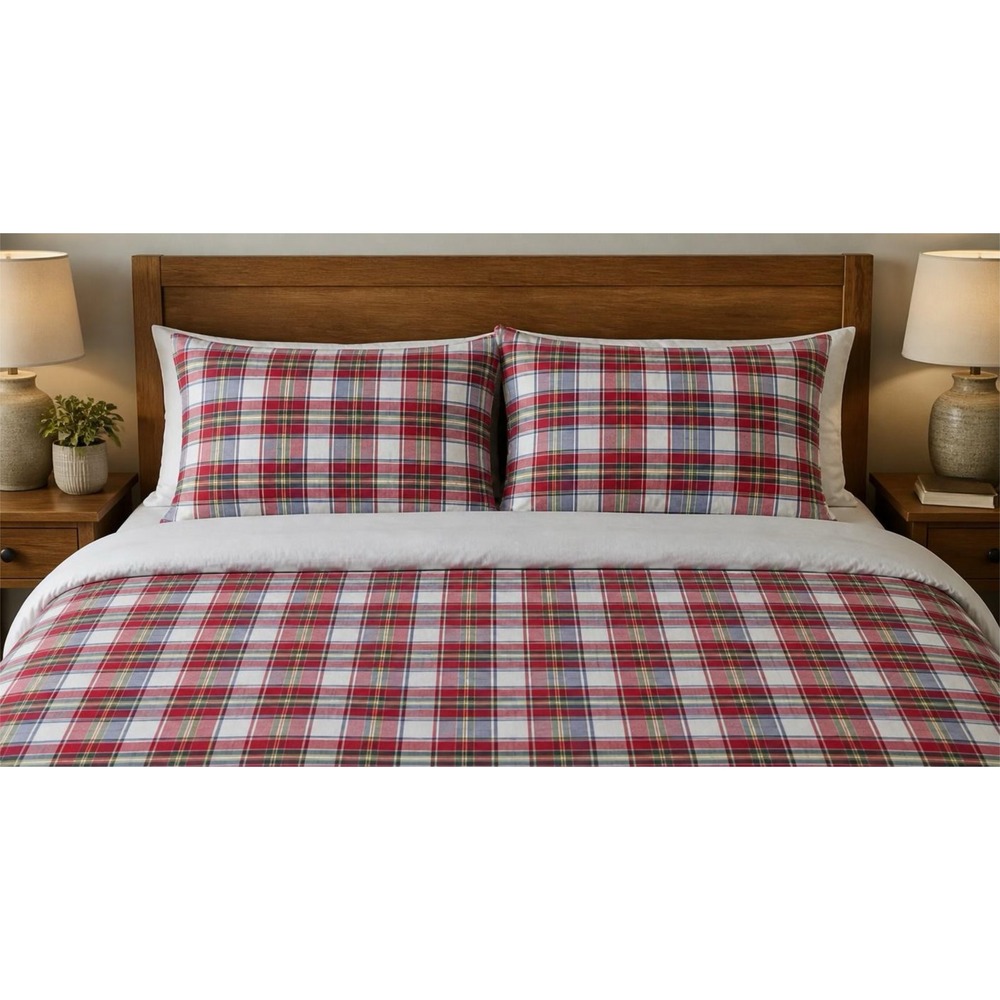 Chaps Home Plaid Standard Pillow Shams Set of 2 Red Blue Cotton Vintage y2k
